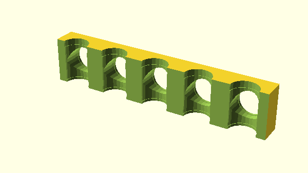 náhled další verze modelu BitBeam kostičky v programu OpenSCAD